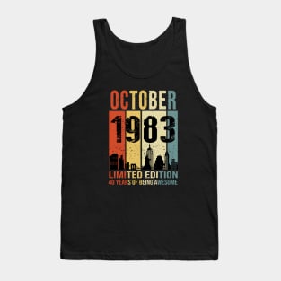 Made In 1983 October Years Of Being Awesome Tank Top